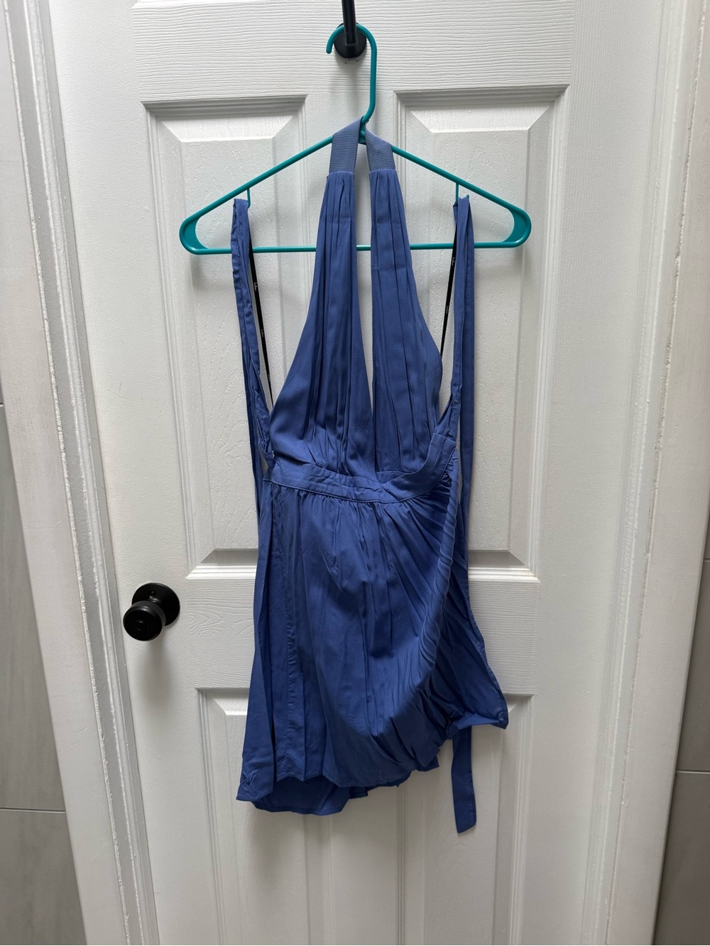 Lulu's Periwinkle Pleated Halter Wrap Dress